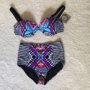 High Waisted Convertible/Removable Straps Bikini